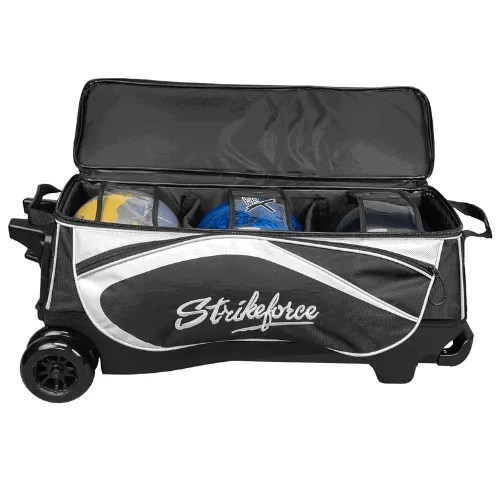 KR Strikeforce Drive Black/White Triple Roller Double Wheel Bowling Bag
