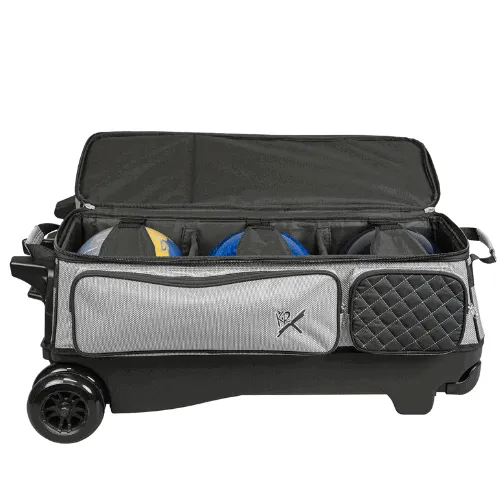 KR Strikeforce Royal Flush Silver/Black 4x4 Bowling Ball Roller Bag