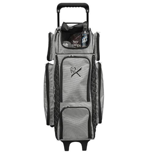 KR Strikeforce Royal Flush Silver/Black 4x4 Bowling Ball Roller Bag