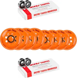 Labeda Wheels 80mm /76mm Hilo Set Addiction Orange Inline Hockey Bones Swiss