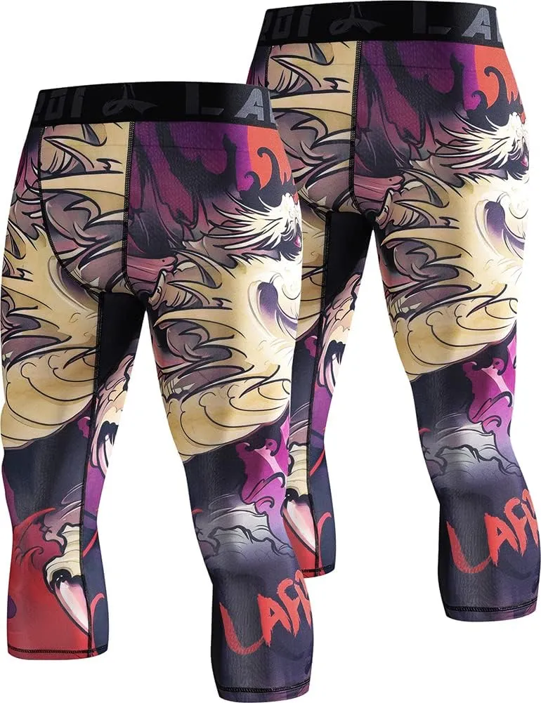 LAFROI Men's Compression Fit 3/4 Tights Leggings with Pcoket/Non-Pocket-YSK10