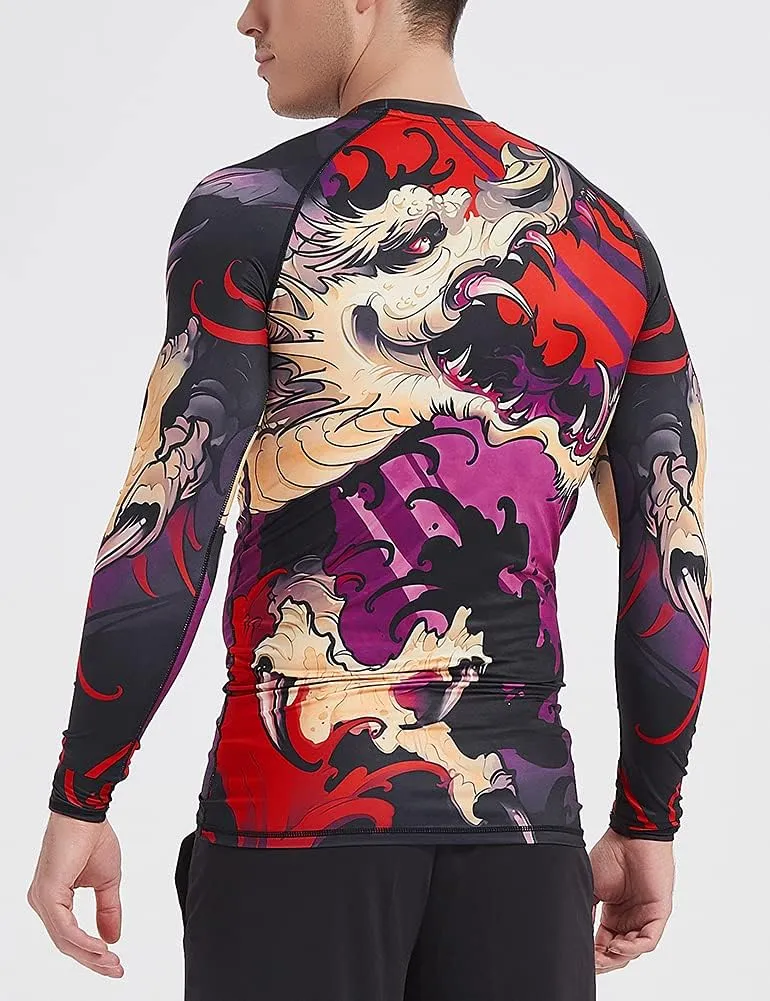 LAFROI Men's Long Sleeve UPF 50  Baselayer Performance Compression Shirt Rash Guard-CLY08C