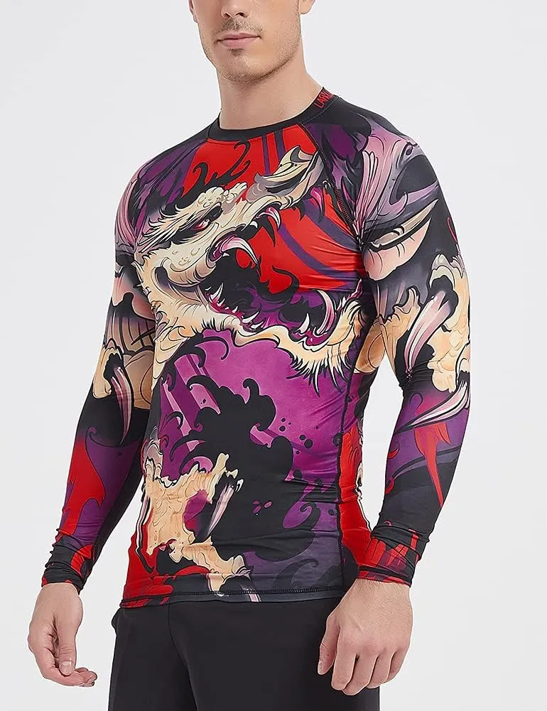 LAFROI Men's Long Sleeve UPF 50  Baselayer Performance Compression Shirt Rash Guard-CLY08C