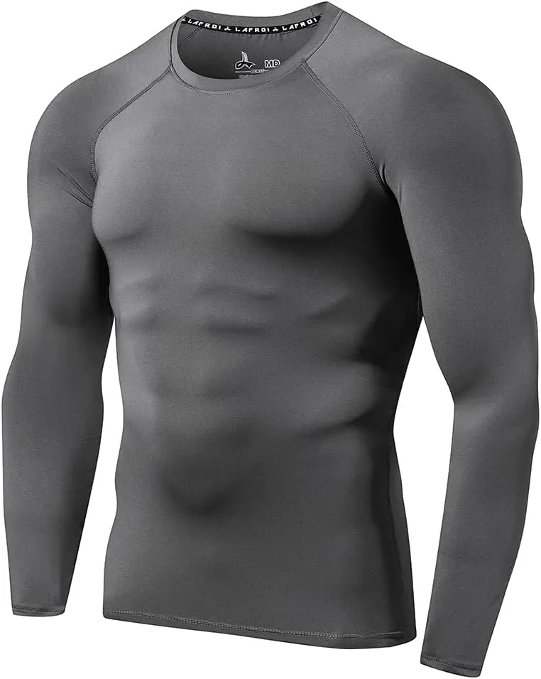 LAFROI Men's Long Sleeve UPF 50  Baselayer Performance Compression Shirt Rash Guard-CLY08C