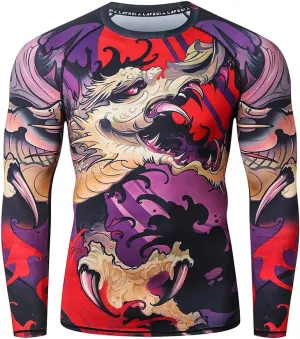 LAFROI Men's Long Sleeve UPF 50  Baselayer Performance Compression Shirt Rash Guard-CLY08C