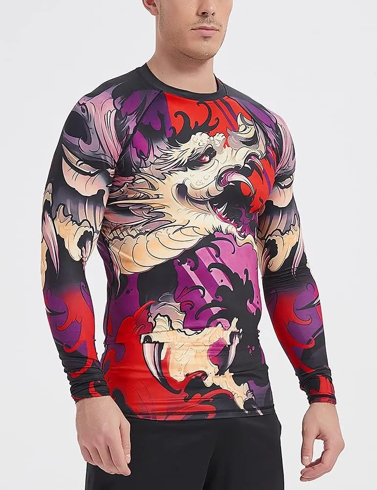 LAFROI Men's Long Sleeve UPF 50  Baselayer Performance Compression Shirt Rash Guard-CLY08C
