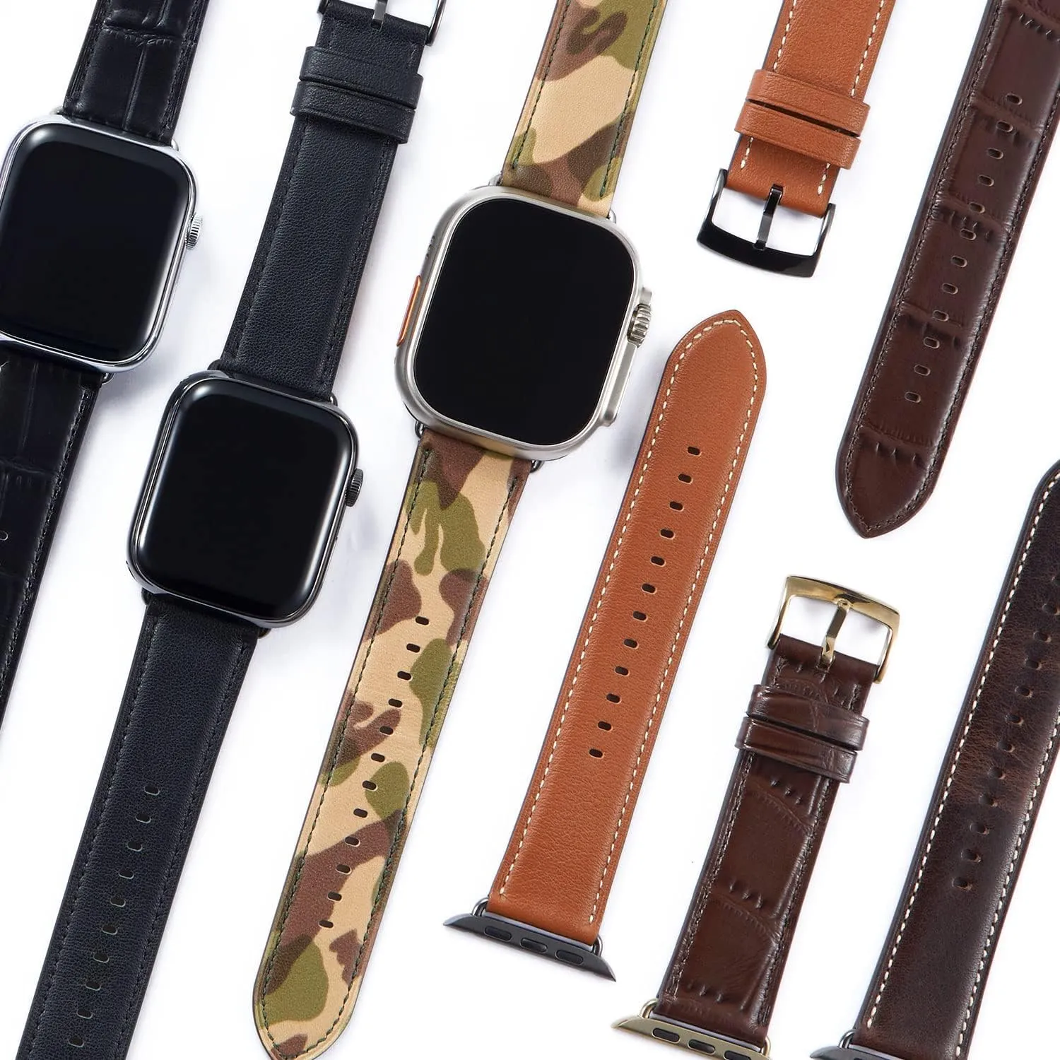 Leather Band Compatible with Apple Watch Band 49mm 44mm 45mm 42mm, Classic Handmade Premium Italian Leather Strap for Women Men, iWatch strap for Apple Watch Series Ultra, 8 Series 7 6 SE 5 4 3