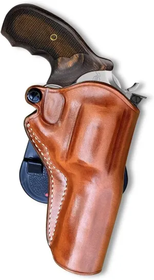 Leather OWB Paddle Holster Open Top Fits, Kimber K6S Revolver 357 Mag Target DA/SA Combat 4'' Barrel, Right Hand Draw, Brown Color #1605#