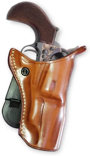 Leather Paddle OWB Revolver Holster Open Top, Fits Pietta 1860, 44 Caliber Snub Nose 3" Barrel, Fluted Cylinder Black Powder Revolver, R/H Draw, Brown Color #1582#