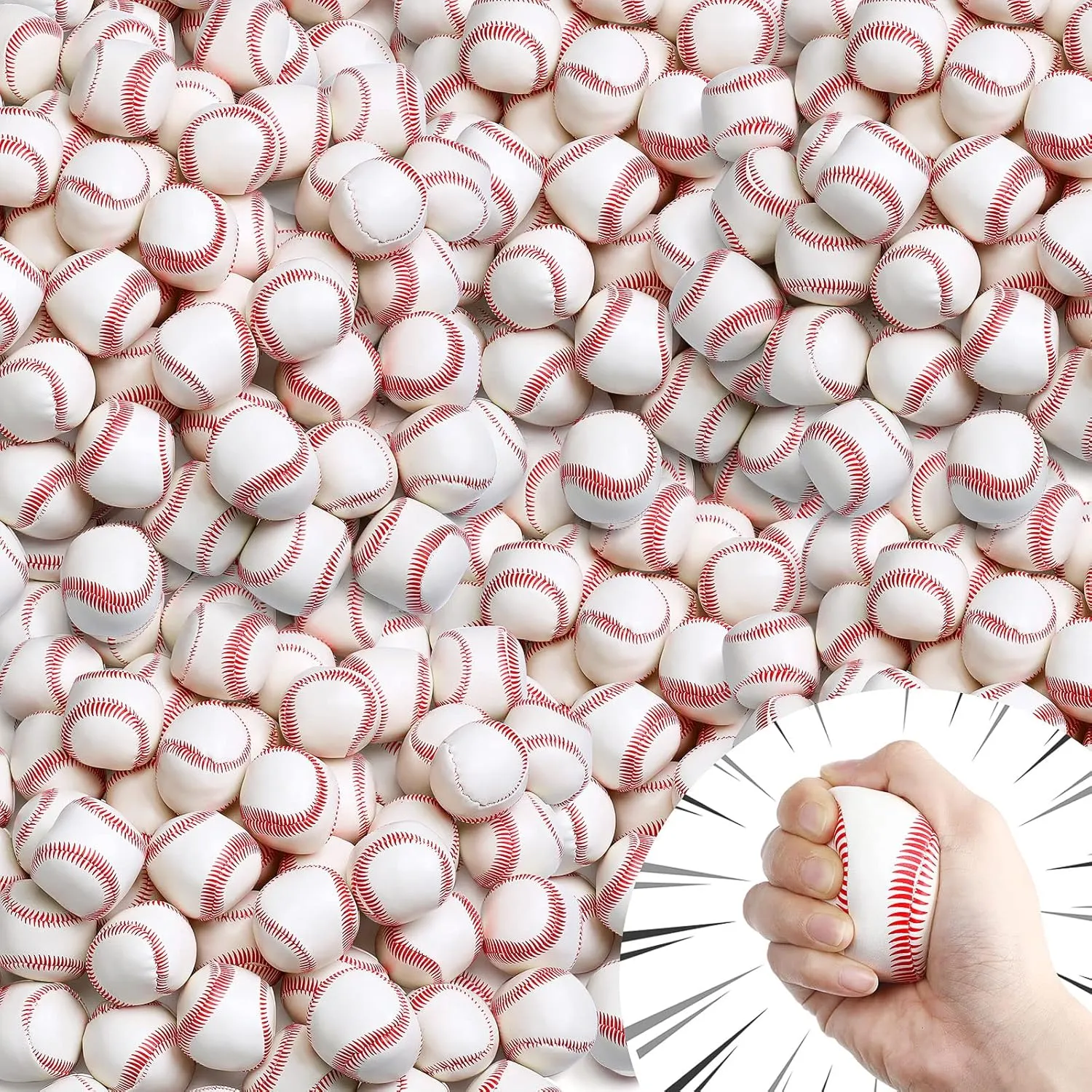 Lenwen 200 Pcs 2 Inch Baseball Stress Balls Mini Foam Baseballs Bulk Soft Sports Themed Squeeze Anxiety Relief Toys for School Carnival Reward Theme Party (White)