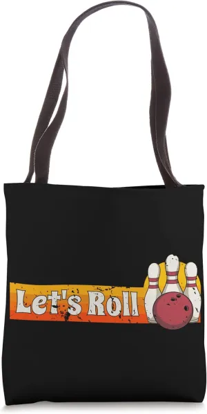 Let's Roll Vintage Bowling Retro Bowler Distressed Tote Bag