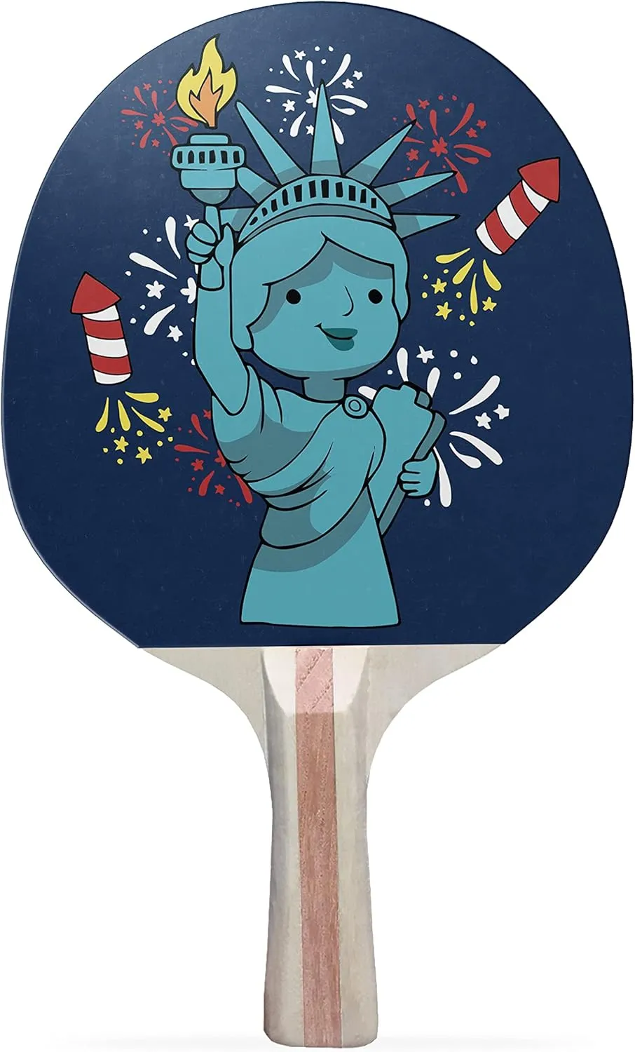 Liberty Fireworks Colorful Design Ping Pong Paddle, Premium 5 Ply Table Tennis Racket (Red on Back)