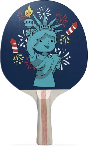 Liberty Fireworks Colorful Design Ping Pong Paddle, Premium 5 Ply Table Tennis Racket (Red on Back)