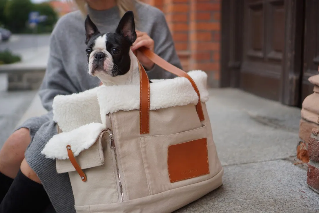 Liiva Beige Dog Carrier & Handbag by Labbvenn