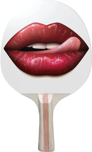 Lips Lick Colorful Design Ping Pong Paddle, Premium 5 Ply Table Tennis Racket (Black on Back)