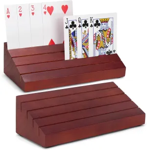 LotFancy Playing Card Holder for Kids, Adults, Seniors, 2 Pack, Wooden Hands Free Card Holders for Playing Cards, Family Card Game Nights, Canasta, Poker Parties
