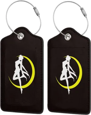 Luggage Tag Sailor Moon Cute Unique Leather Suitcase Tags Identifiers with Privacy Name Address Labels & Durable Steel Loop for Women Men Travel
