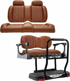 MADJAX Aviator Golf Cart Cushion Kit with Genesis 300 Rear Seat Kit Compatible with Club Car Precedent, Tempo & Onward Models | Front & Rear Premium Seat Back & Bottom Assemblies | Coffee
