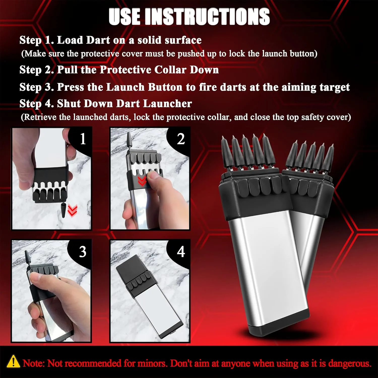 MADSABRE Ballistic Dart Launcher, Metal Darts Accurate Shooting for Hunting Camping Shooting Self-Defense and Survival