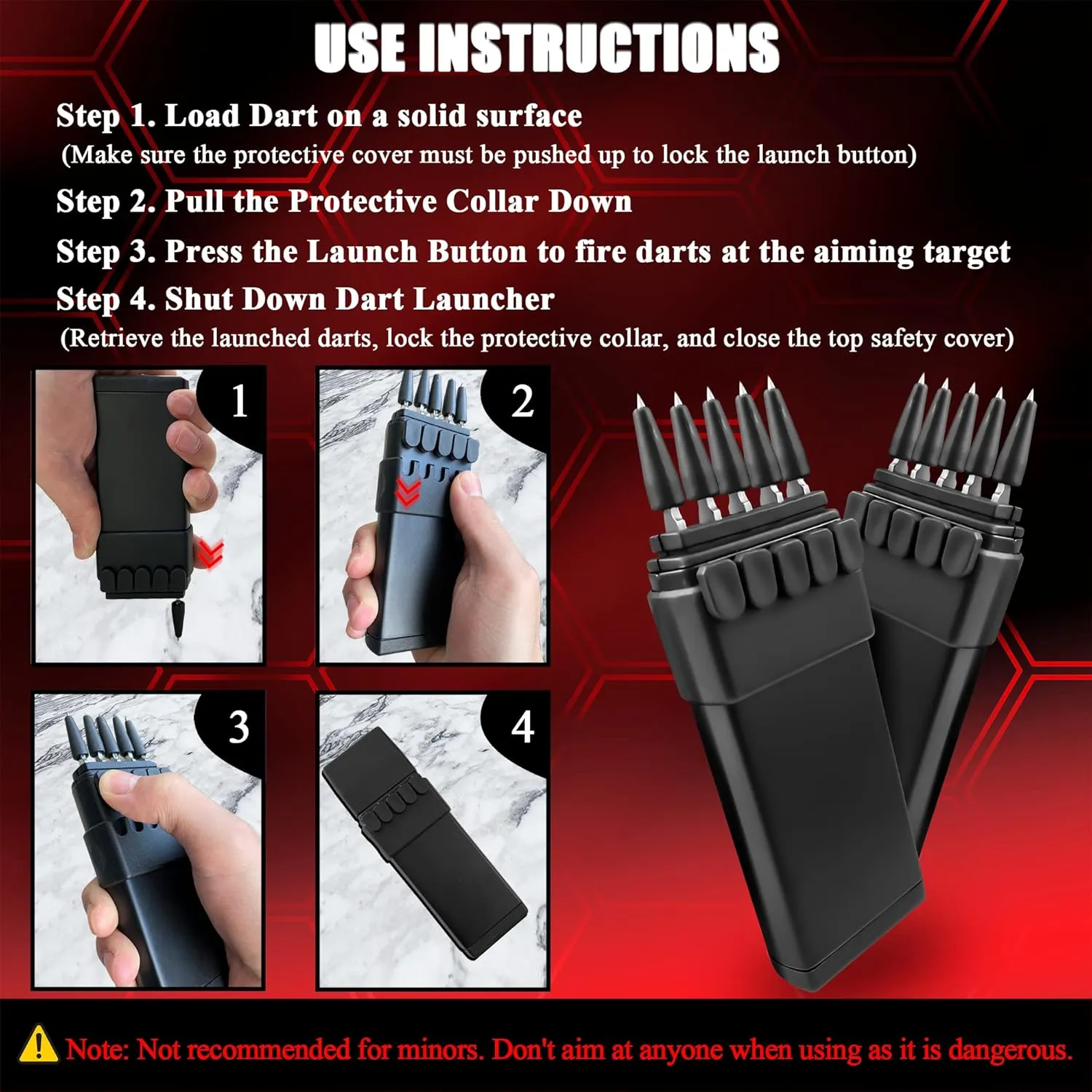 MADSABRE Ballistic Dart Launcher, Metal Darts Accurate Shooting for Hunting Camping Shooting Self-Defense and Survival