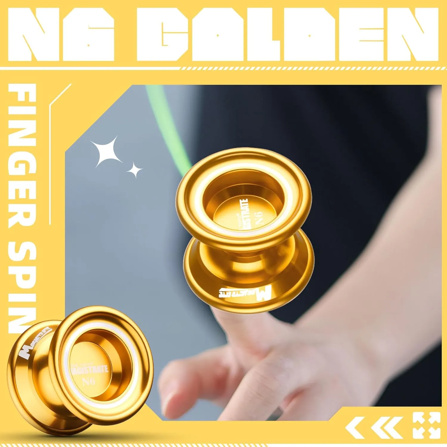 MAGICYOYO N6 Professional Unresponsive Alloy Yoyo Non-Responsive Yo Yo with Yoyo Holster   12 Strings  Yo Yo Glove Gift (Golden)
