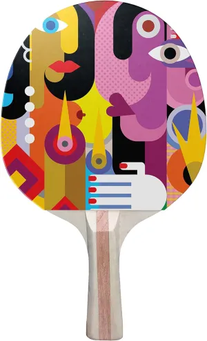 Man & Woman Modern Art Colorful Design Ping Pong Paddle, Premium 5 Ply Table Tennis Racket (Red on Back)