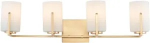 Maxim 21284SWSBR Dart Collection Four-Light Dimmable and LED Compatible Glass Cylinder Bathroom Vanity - Satin Brass I Steel Frame I 240 Watts I Modern Contemporary Light Fixture I