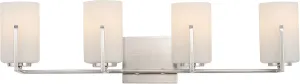 Maxim 21284SWSN Dart Collection Four-Light Dimmable and LED Compatible Glass Cylinder Bathroom Vanity - Satin Nickel I Steel Frame I 240 Watts I Modern Contemporary Light Fixture I