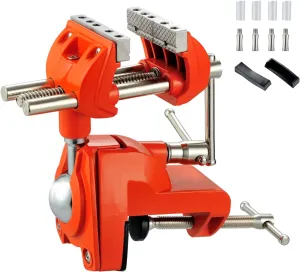 MAXMAN Clamp Bench Vise with Post Universal, Woodworking Vise, 360° Heavy Duty Cast Steel, Table Clamp Vise with Swivel Base for Workbench DIY Projects, Handcraft Creations
