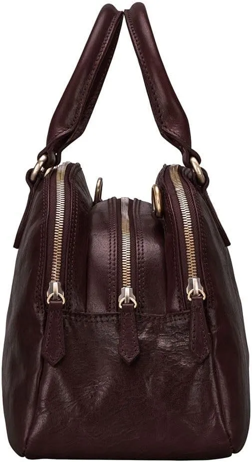 Maxwell Scott - Womens Luxury Leather Triple Zip Bowling Bag Purse with Shoulder Strap - Made in Italy - The LilianaS