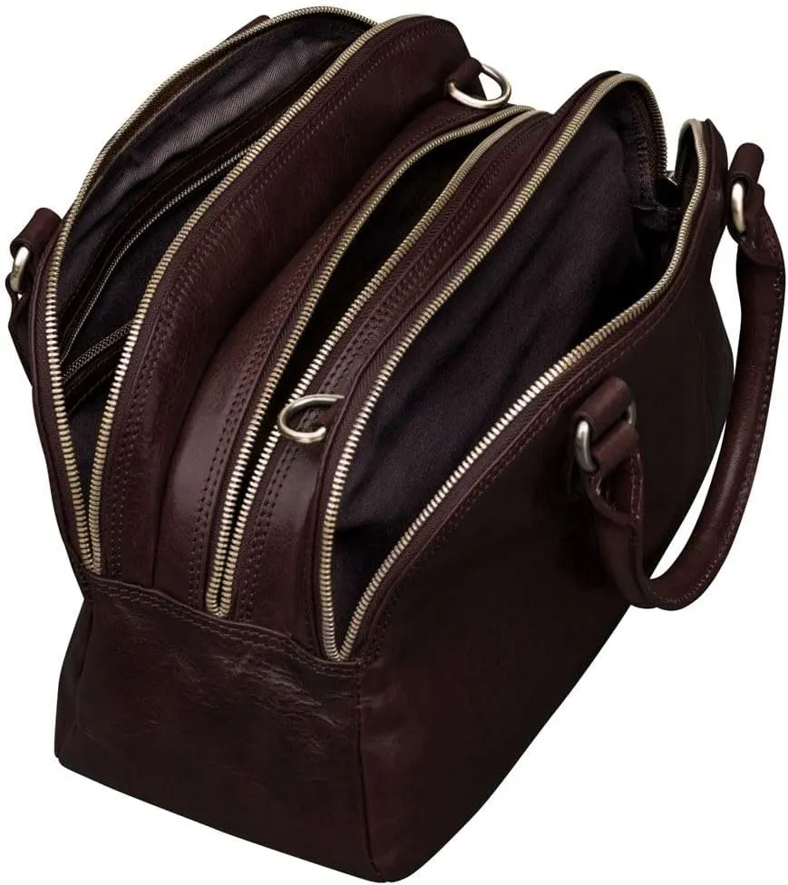 Maxwell Scott - Womens Luxury Leather Triple Zip Bowling Bag Purse with Shoulder Strap - Made in Italy - The LilianaS