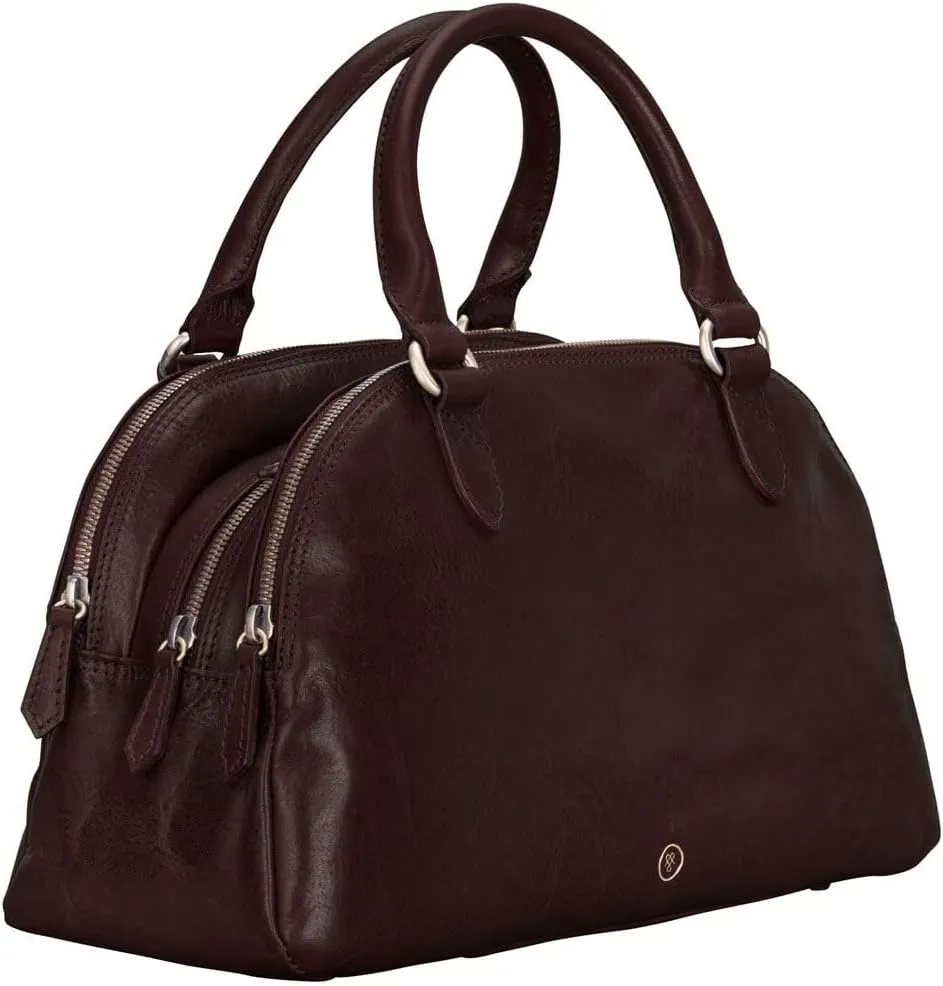 Maxwell Scott - Womens Luxury Leather Triple Zip Bowling Bag Purse with Shoulder Strap - Made in Italy - The LilianaS