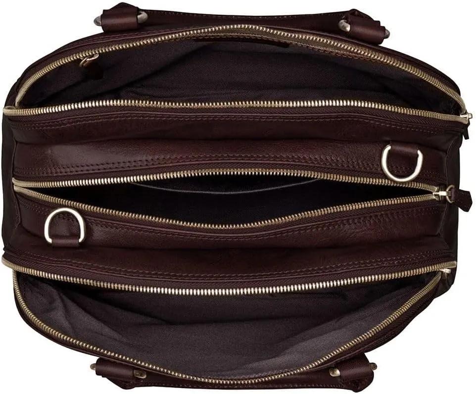 Maxwell Scott - Womens Luxury Leather Triple Zip Bowling Bag Purse with Shoulder Strap - Made in Italy - The LilianaS