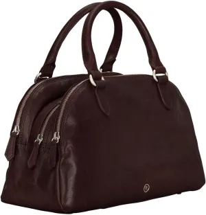 Maxwell Scott - Womens Luxury Leather Triple Zip Bowling Bag Purse with Shoulder Strap - Made in Italy - The LilianaS