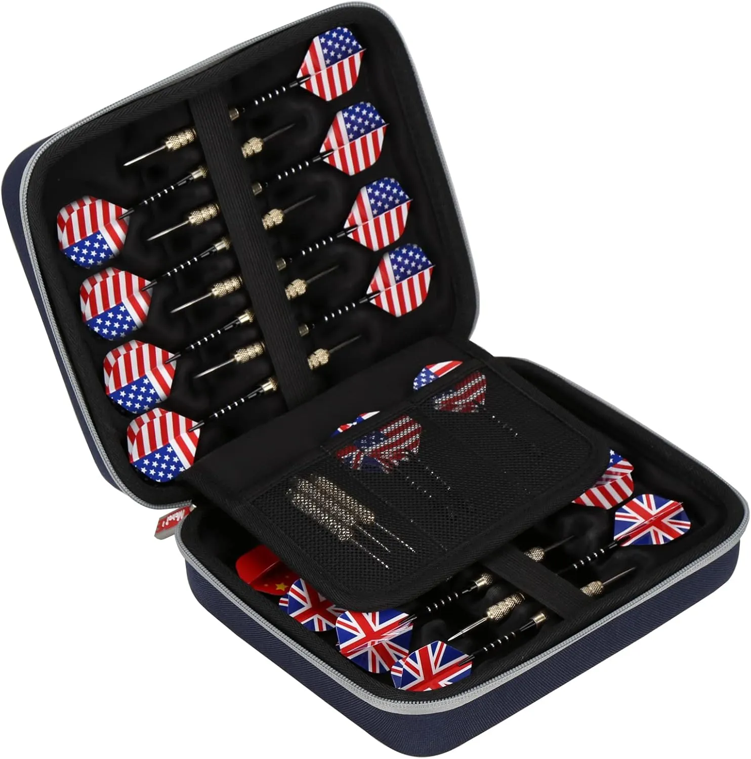 Mchoi Dart Case for 15 Steel Tip and Soft Tip Darts, Features Built-in Storage for Flights, Tips and Shafts, Case Only