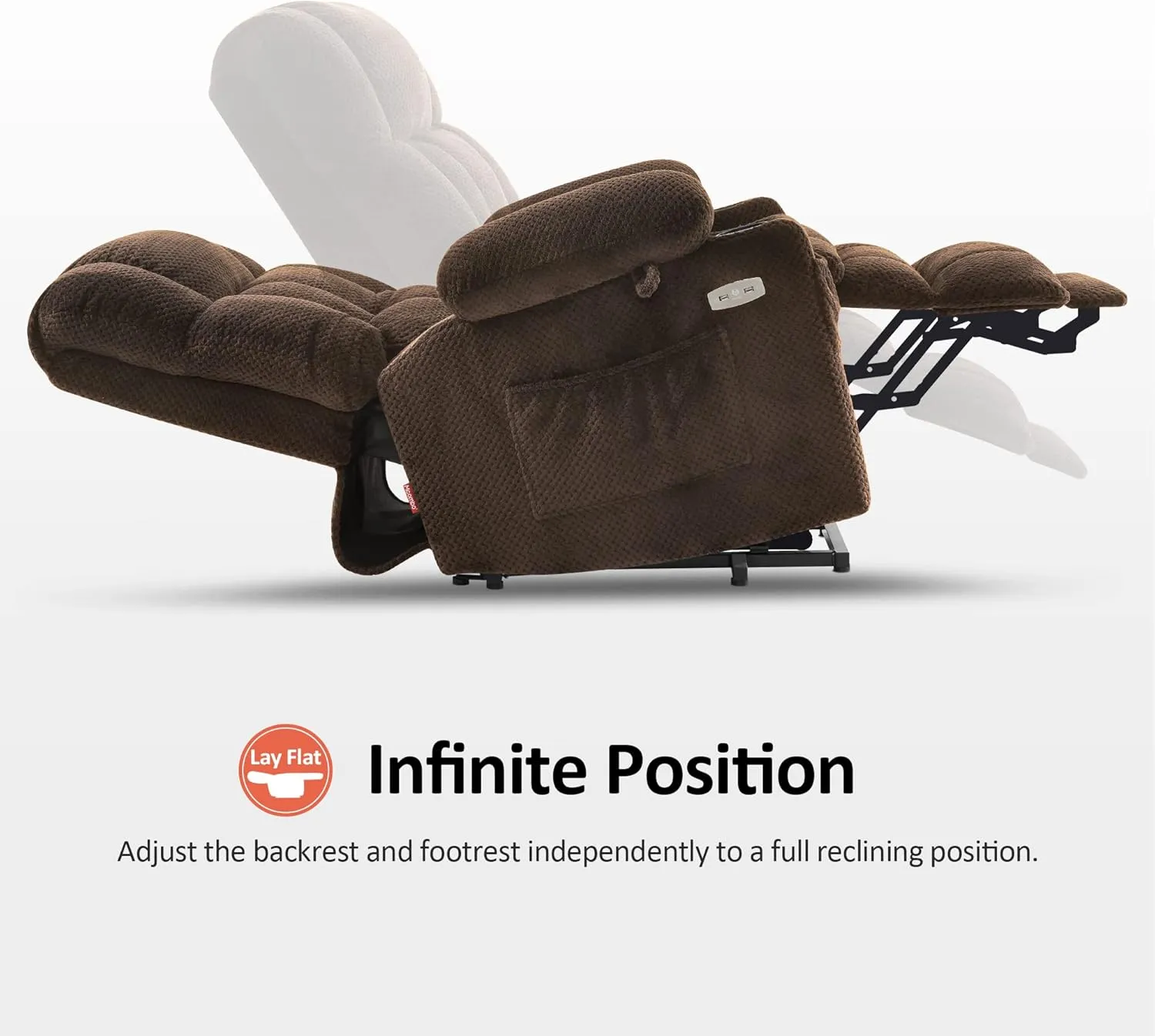 MCombo Dual Motor Power Lift Recliner Chair with Massage and Heat for Elderly People, Infinite Position, USB Ports, Cup Holders, Fabric 7890 (Medium-Regular, Mocha)