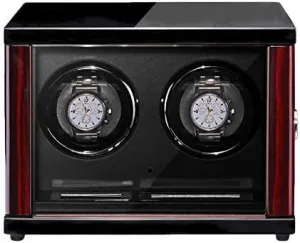 Mechanical Watch Shaker Wooden Automatic Watch Winder Built-in LED Illumination LCD Display Screen Adjustable Watch Pillows for Man Women Watches (Siz