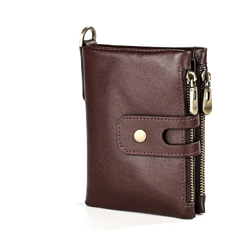 Men Rfid Leather Wallet with Card Slots - Black
