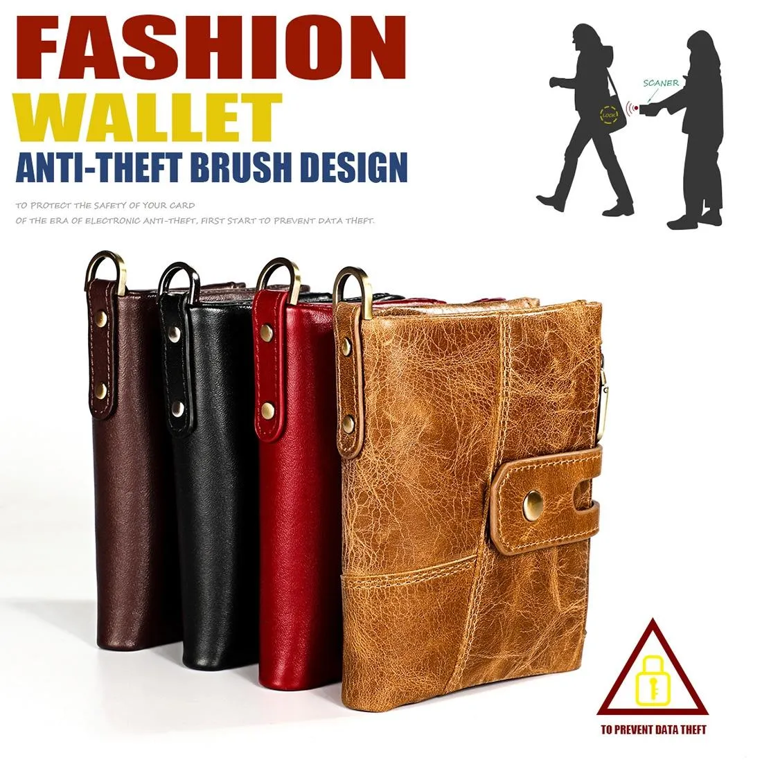 Men Rfid Leather Wallet with Card Slots - Brown