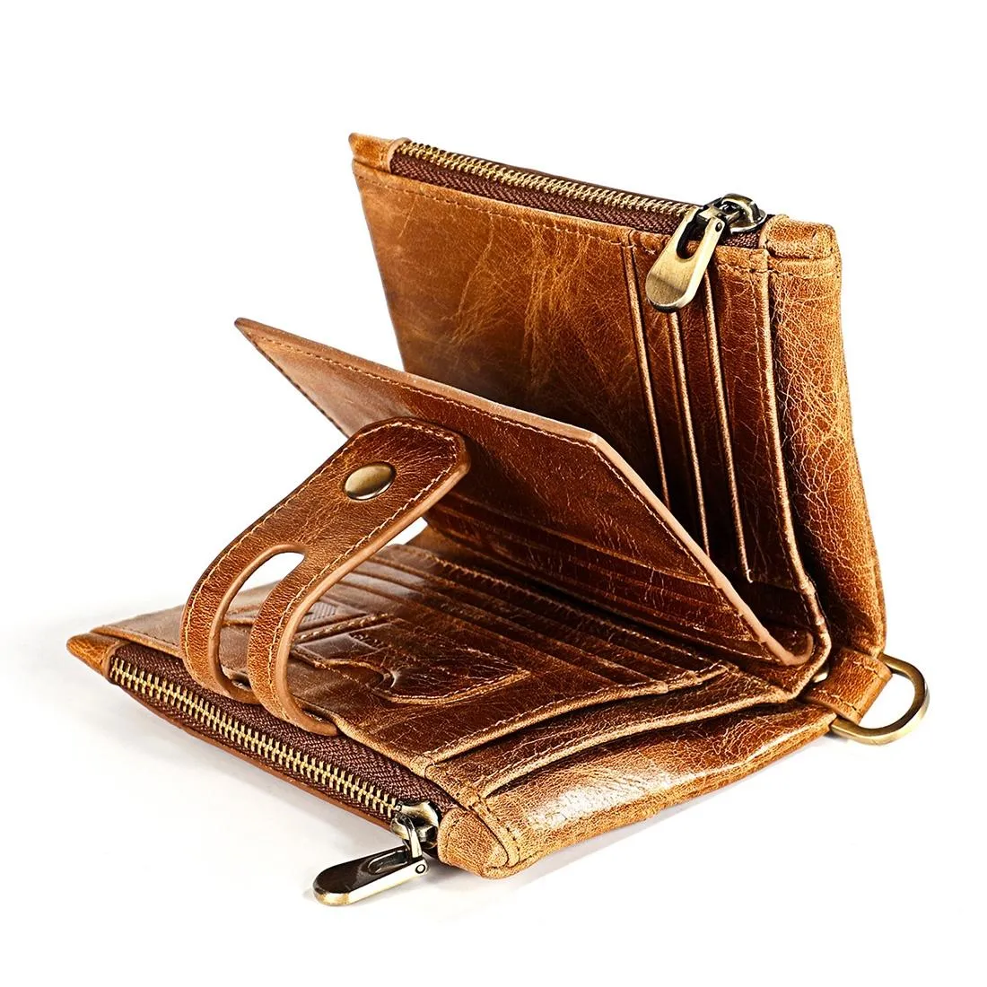 Men Rfid Leather Wallet with Card Slots - Brown