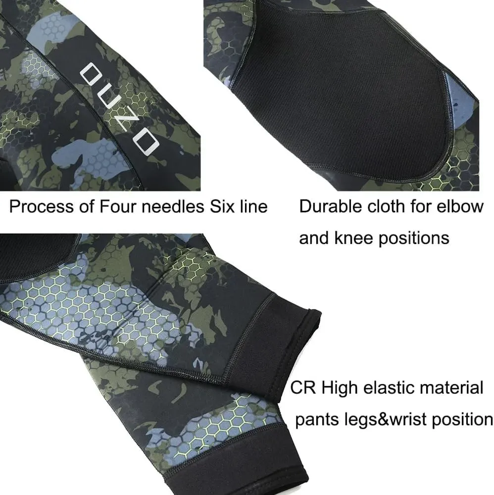 Men Spearfishing Wetsuit Neoprene 3mm 1.5mm Camouflage Diving Suit 2pcs Set for Freediving, Snorkeling, Hunting,Scuba Dive