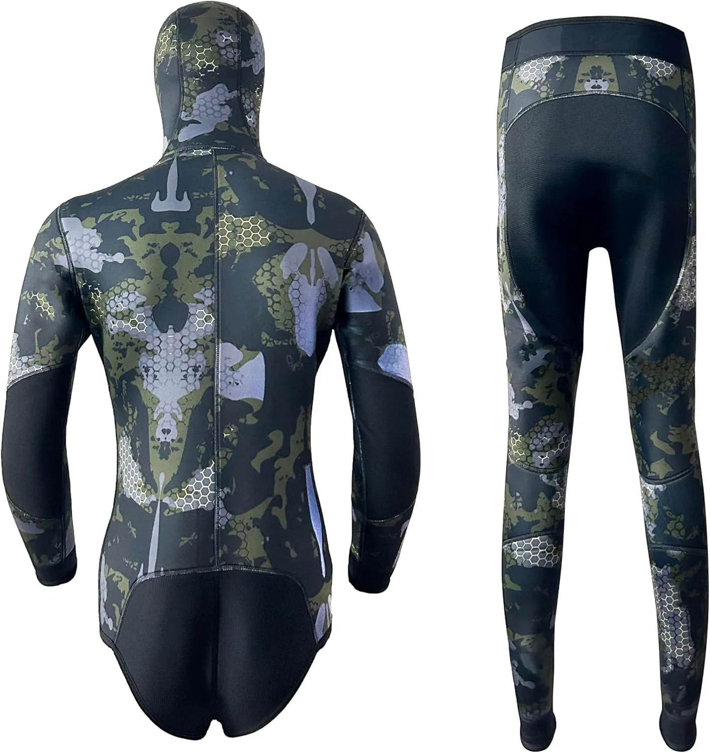 Men Spearfishing Wetsuit Neoprene 3mm 1.5mm Camouflage Diving Suit 2pcs Set for Freediving, Snorkeling, Hunting,Scuba Dive
