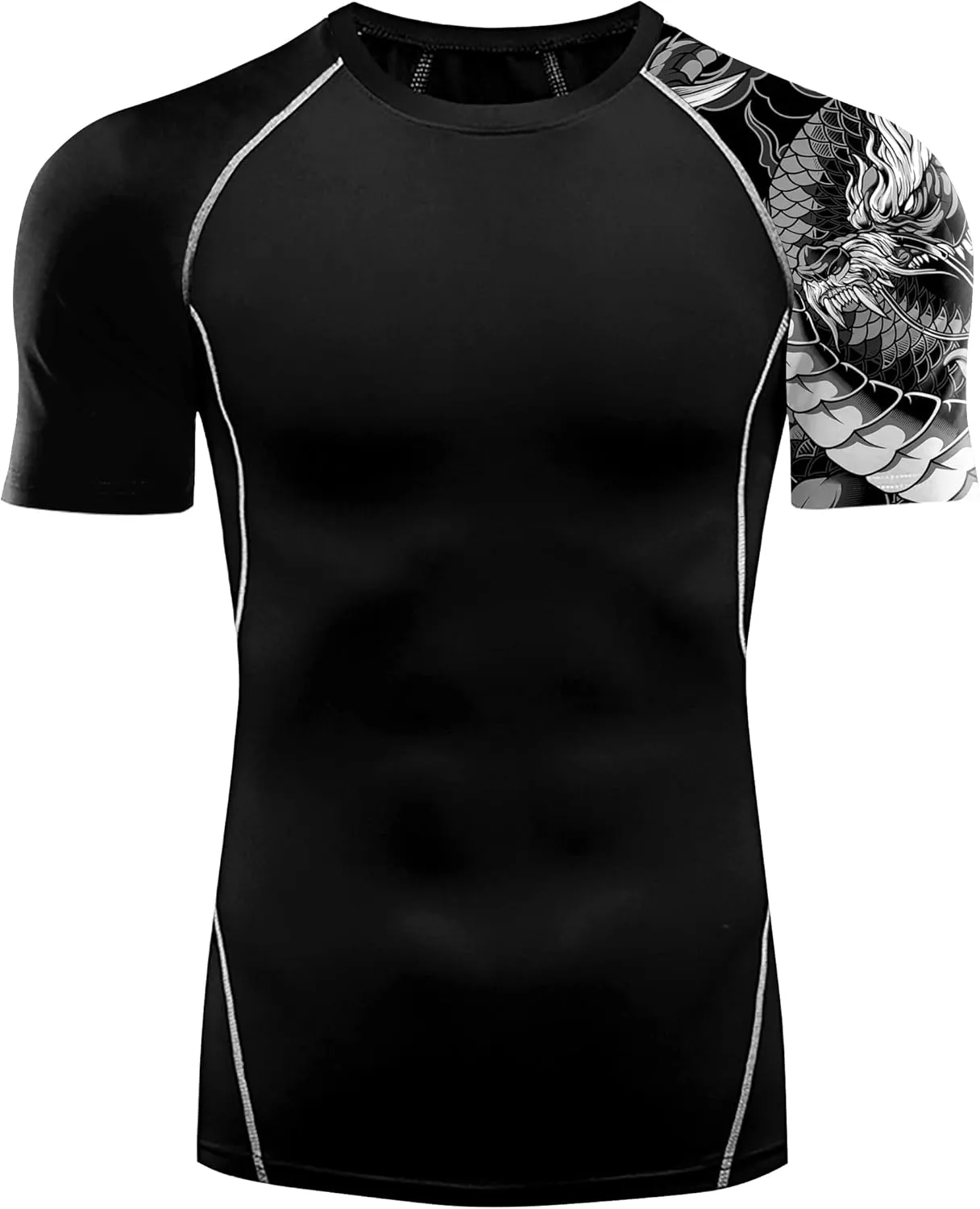 Men's Rash Guard Shirts Sun Protection UPF 50  Short Sleeve BJJ Jiu Jitsu Workout Swim Compression Shirt