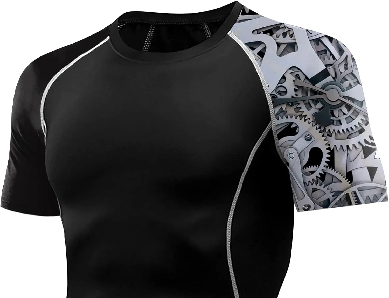 Men's Rash Guard Shirts Sun Protection UPF 50  Short Sleeve BJJ Jiu Jitsu Workout Swim Compression Shirt