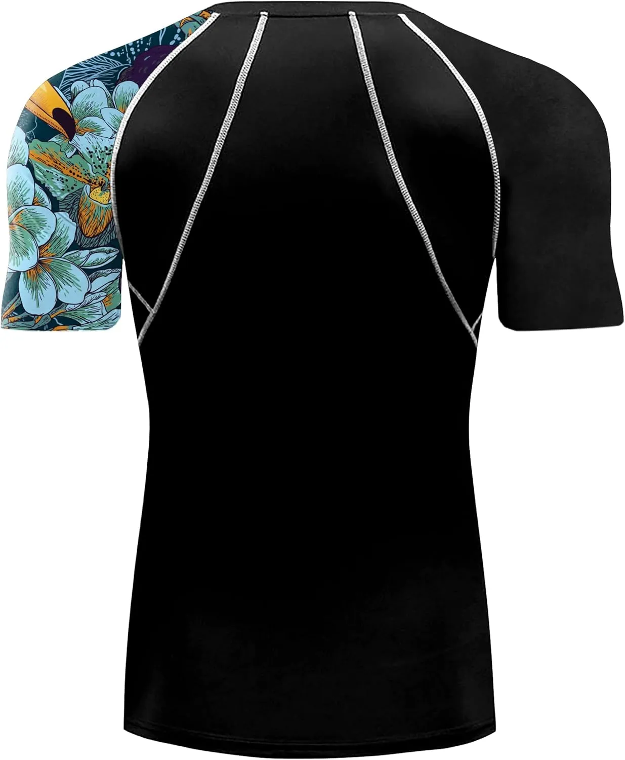 Men's Rash Guard Shirts Sun Protection UPF 50  Short Sleeve BJJ Jiu Jitsu Workout Swim Compression Shirt