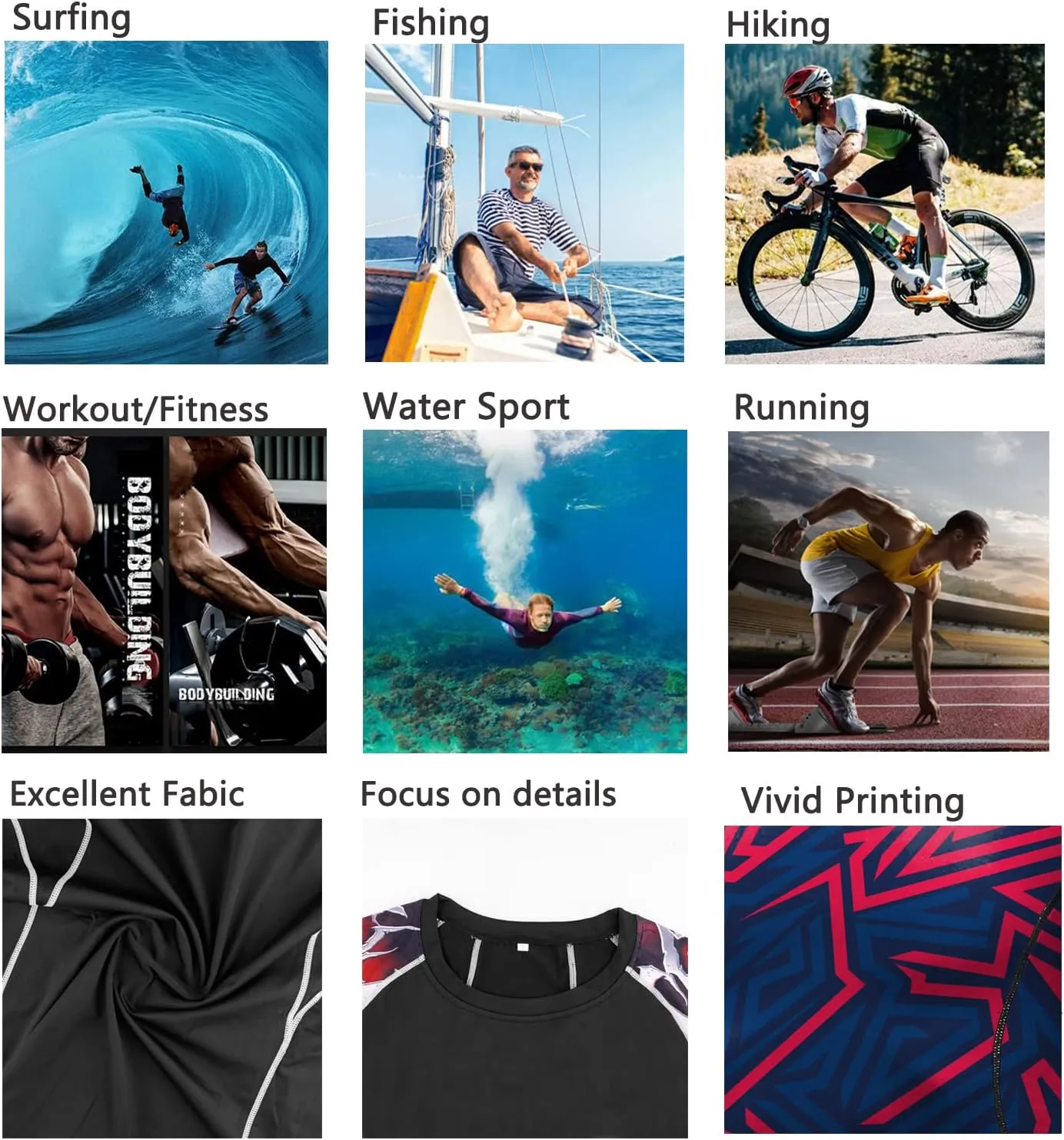 Men's Rash Guard Shirts Sun Protection UPF 50  Short Sleeve BJJ Jiu Jitsu Workout Swim Compression Shirt