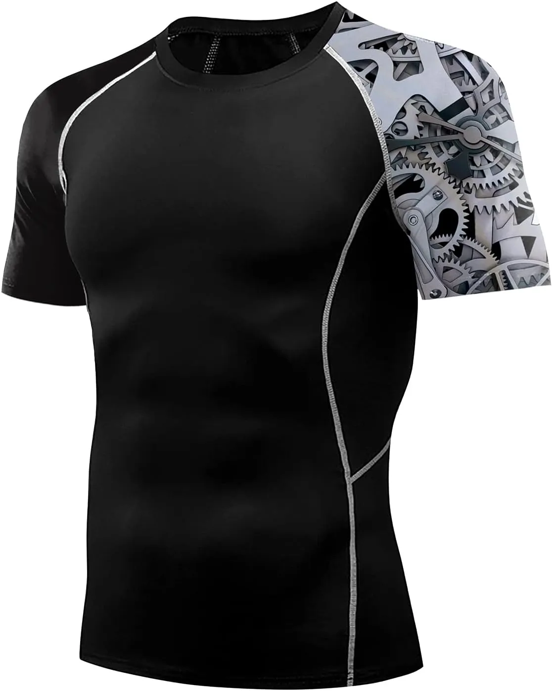 Men's Rash Guard Shirts Sun Protection UPF 50  Short Sleeve BJJ Jiu Jitsu Workout Swim Compression Shirt