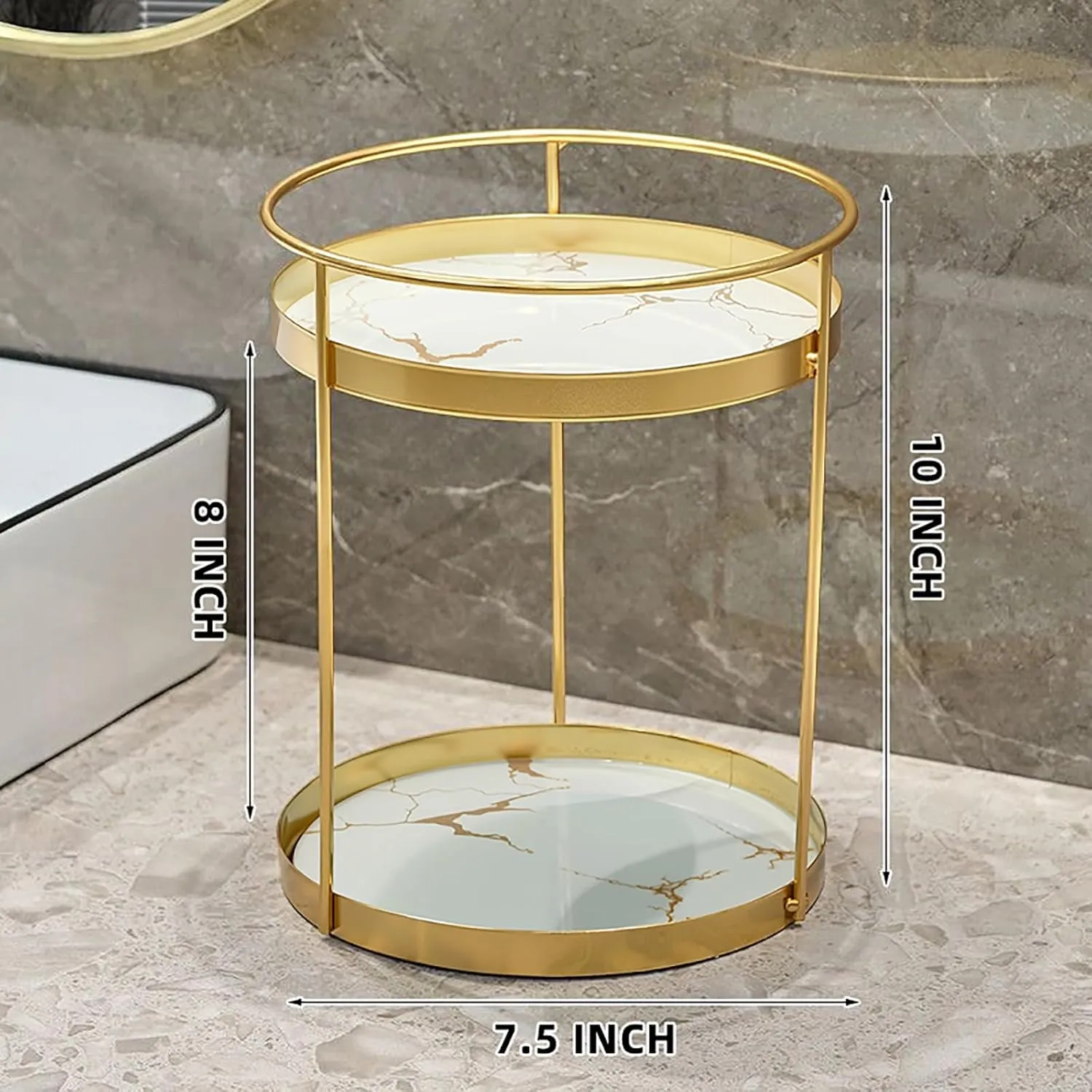 Metal Makeup Organizer for Vanity,Gold Perfume Organizer for Dresser- 2 Tier,Bathroom Countertop Skincare Organizer, Makeup Counter Shelf Perfume Holder Rack,Cosmetic Display Case (Gold, 2 Tier)