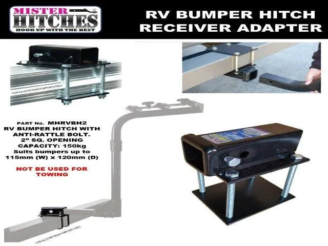 MISTER HITCHES RV Bumper Receiver Hitch - Caravan Bike Carrier (MHRVBH2)