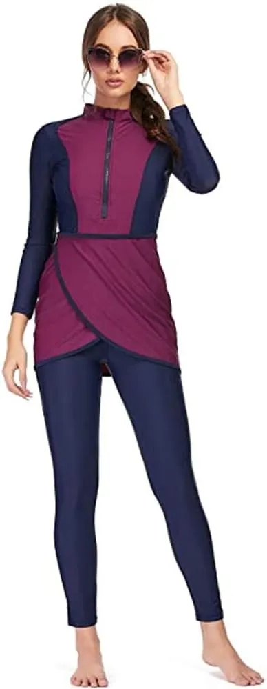 Modest Swimwear for Women Long Sleeve Swimsuit Plus Size Burkini Modesty Costume Surfing Suit Beachwear